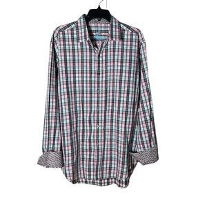 Robert Graham Shirt Men XL Extra‎ Large Pink Black Blue White Flip Cuffs #T11-5